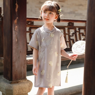 儿童旗袍夏季中国风改良款连衣裙女孩夏洋气可爱中长款公主裙