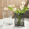 现代简约褶皱纸袋手工玻璃花瓶桌面水养插花器家居装饰摆件