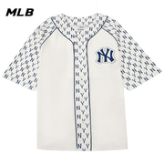MLB短袖开衫外套男女装2024夏季NY运动服休闲棒球服T恤