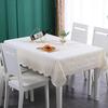 乳白色桌布防水防油免洗长方形餐桌布，正方形pvc蕾丝金色茶几台布