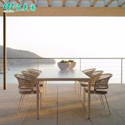 北欧户外沙发阳台创意桌椅休闲室外藤编沙发茶几，组合庭院防水家具