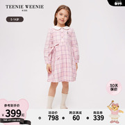 TeenieWeenie Kids小熊童装24春季女童花边小翻领格纹连衣裙