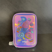 澳洲Smiggle紫色糖果文具盒学生多功能大容量拉链笔盒儿童镭射礼