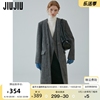 jiujiu夹棉加厚假两件毛呢，外套女冬季2023设计感气质v领大衣