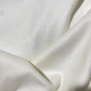 冬季单面羊绒面料白色系(白色系)磨毛羊绒布料，布头纯色羊毛呢子大衣面料