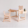全实木儿童房画画学习桌创意多功能熊桌椅(熊桌椅，)可升降高度松木课桌椅