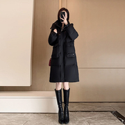 黑色羽绒服女2023时尚中长款过膝保暖韩版设计感加厚外套洋气