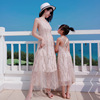 母女装海边度假沙滩裙亲子装三亚泰国海岛旅游吊带长裙露背连衣裙