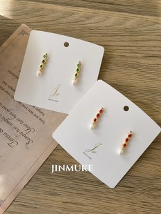 JINMUKE韩国进口日韩气质精致镶钻小巧珍珠流苏耳钉耳环