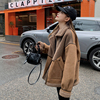 设计款皮毛一体羊羔毛外套(毛，外套)女2023韩版加绒棉服拼接机车服夹克