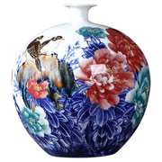 景德镇陶瓷器名家手绘青花石榴花瓶中式古典家居客厅收藏装饰摆件