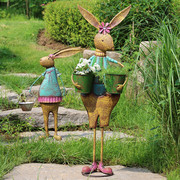 岛拉复古可爱兔子摆件花盆花桶田园庭院装饰花园造景阳台兔兔饰品
