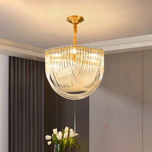 全铜美式轻奢客厅餐厅吊灯，现代高档主，卧室纯铜水晶大气灯具
