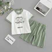 儿童汉服套装男童夏装中式唐装2三四5六岁女宝宝夏天中国风短袖衣