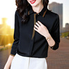 雪纺衬衫女长袖春秋法式设计感小众气质，衬衣高档显瘦黑色小衫