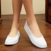 护士鞋女软底透气不累脚防臭防滑平底单鞋白色舒适工作布鞋小白鞋