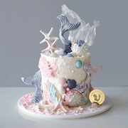 海洋硅胶模具蛋糕装饰海星，贝壳海螺美人鱼尾，巧克力翻糖蛋糕模具