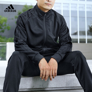 adidas阿迪达斯针织外套男春秋季休闲立领开衫，夹克运动服tr30jr
