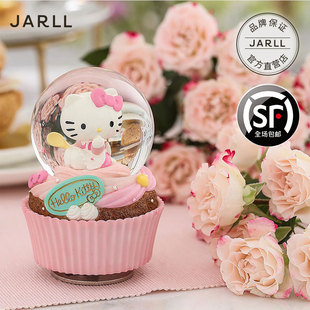 JARLL音乐盒八音盒水晶球女友女孩儿童女生日情人节礼物Kitty蛋糕