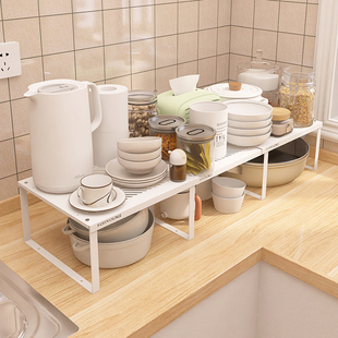 峰阳厨房置物架台面分层收纳碗碟调味料放锅小架子橱柜隔板可伸缩