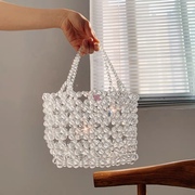 手工编织包diy材料包自制水晶包透明珠子串珠包镂空菜篮子手提包