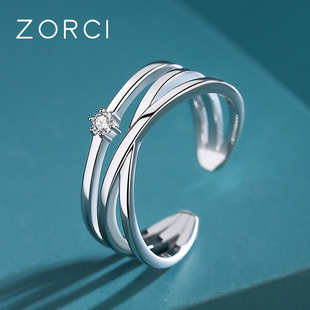 三环纯银戒指女小众设计轻奢高级感食指时尚，个性小指尾戒多环指环