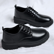 黑色皮鞋男款2023秋季马丁靴，英伦风软底，男士t休闲正装商务鞋