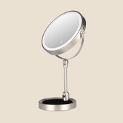 智能LED化妆镜梳妆镜台式桌面双面充电大号美妆折叠10倍放大带灯