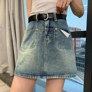 牛仔半身裙女春夏季2023年时尚显瘦高腰小个子，a字包臀短裙裤