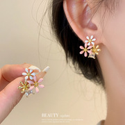 真金电镀银针锆石小雏菊花朵，耳环甜美森系耳钉，小众超仙高级感耳饰