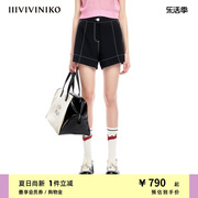 IIIVIVINIKO夏季百搭轻薄四⾯弹直筒高腰短裤子女M320837168E