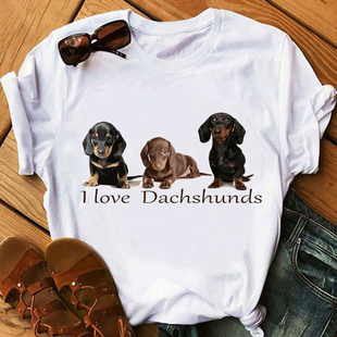 ilovemydachshundgraphict-shirt我爱腊肠犬字母，印花女t恤