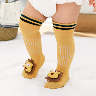 秋季儿童袜子卡通公仔宝宝高筒袜 防滑婴儿长筒袜新生儿棉袜
