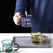 双层彩色玻璃杯创意咖啡杯高硼硅玻璃茶杯家用水杯马克杯