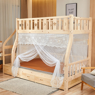 子母床蚊帐方顶双层上下铺高低床儿童梯形上下床1.35m1.5米家用