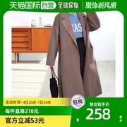 日本直邮geera女士外套，棕色长款束带防风保暖简约时尚早春