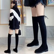 长筒靴女2023冬季英伦风时尚韩版黑色，中跟包腿过膝高靴子(高靴子)时尚气质