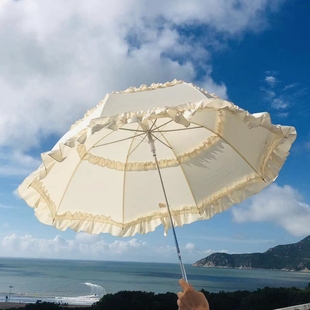 少女系小清新双花边，长柄伞晴雨伞，太阳伞遮阳伞创意雨伞lolita裙伞
