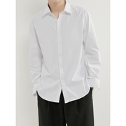 男士衬衫2023长袖黑色纯棉，白色男秋季港风日系，潮流休闲百搭衬