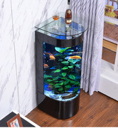 鱼居乐半圆形鱼缸水族箱小型客厅家用大型生态金鱼缸玻璃造景装饰