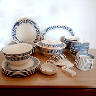 碗碟套装高颜值餐具碗盘，骨瓷个性陶瓷饭碗，北欧碗创意组合58头西式