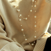 珍珠装饰项链女毛衣链，2024网红春夏，长款轻奢小众大气高档