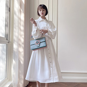 秋季白色衬衫领连衣裙女韩版显瘦小个子中长款裙子美少女潮流