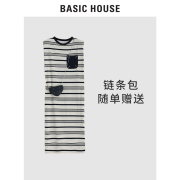 Basic House/百家好23年夏连衣裙垫肩宽松背心裙B0143B57562