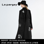 Lapargay纳帕佳2024春季两件套黑白色宽松休闲外套中长款风衣