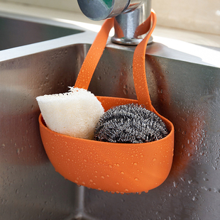 米立风物创意海绵抹布收纳挂袋多功能水龙头置物架厨房水槽沥水篮