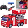 儿童四通无线遥控消防车模型玩具套装男孩电动喷水云梯救火车