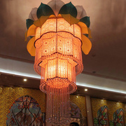 古典莲花布艺水晶吊灯定制大型非标工程灯创意个性大堂客厅吊灯