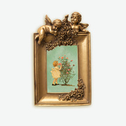 玫瑰女孩雕花框欧式复古天使桌面摆件中古珍珠链条挂画餐厅装饰画