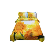 全棉3d立体印花床单，四件套纯棉活性向日葵花被套2米双人床上用品